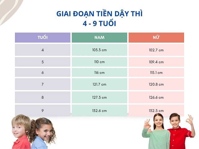 Tốc độ tăng chiều cao thay đổi theo từng giai đoạn